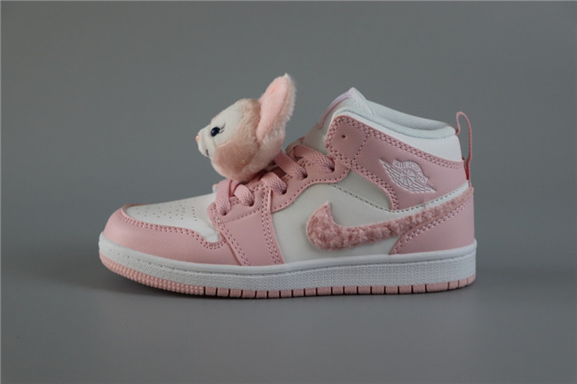 Youth Running Weapon Air Jordan 1 Pink/White Shoes 0102